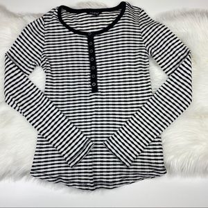 Lucky Brand Navy Stripe Henley Top